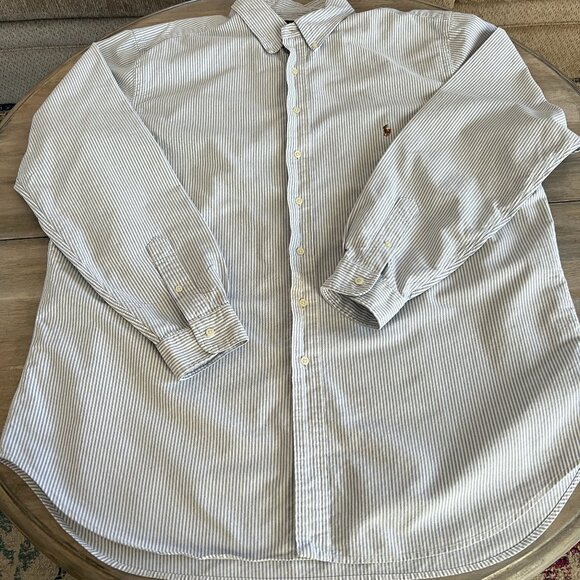 Ralph Lauren Men's 2XLT Long Sleeve Button Down Blue and White Striped Shirt - Picture 2 of 6